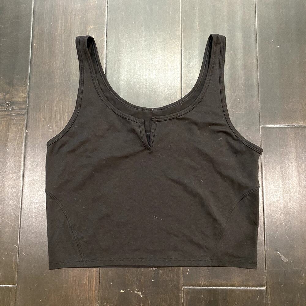 Lululemon Cropped Henley Tank Top Black Women's Size 8
